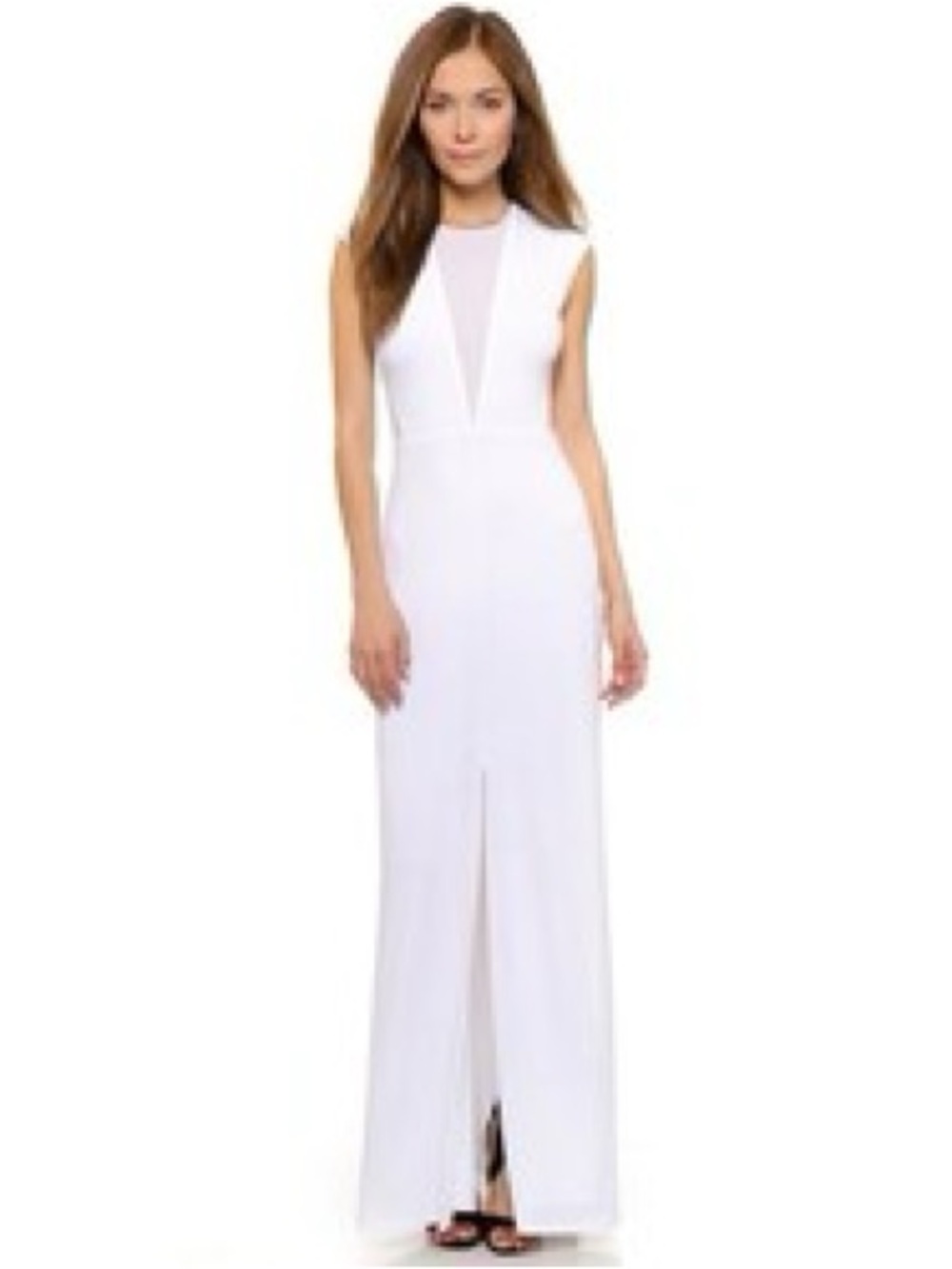 Rachel Zoe Amara Sheer Inset Maxi Dress in white, Size 6
